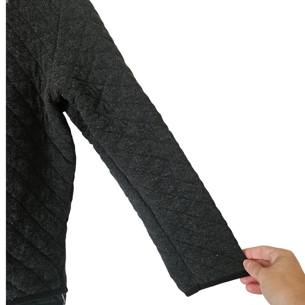 Eddie Bauer Charcoal Gray Quilted Snap Pullover Sweatshirt Sz XL Cozy Gorpcore - Picture 5 of 9